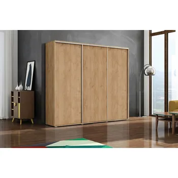 Šatní skříň Třídveřová šatní skříň 250/215 LEO - dub craft zlatý