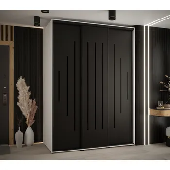 Šatní skříň Šatní skříň ASIRI 12 - 170/60 cm, bílá / černá / černá