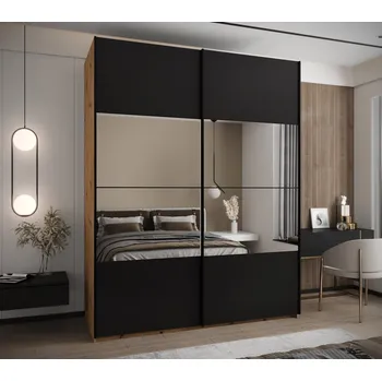 Šatní skříň Dvoudveřová skříň SAMARA 4 - 200 cm, dub artisan / černá / černá