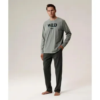 Pánské pyžamo Atlantic long, zeleno-khaki XL i384_89160015