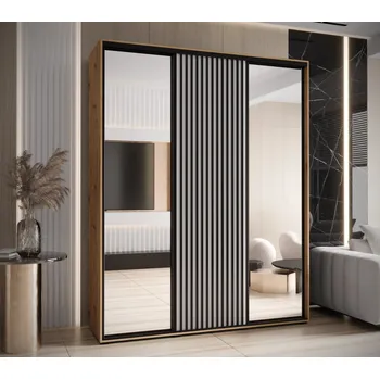 Šatní skříň Šatní skříň BAYLIN 2 - 190/60 cm, dub artisan / bílá / černá