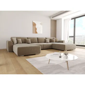 Sedací souprava Rozkládací sedačka do U BELEN - světle hnědá