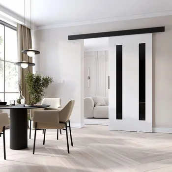 Interiérové dveře Posuvné dveře BARRET 18 - 86 cm, bílé / černé