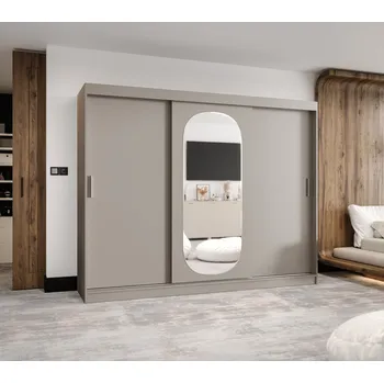 Šatní skříň Šatní skříň 250 cm BEREN se zrcadlem - kašmírová