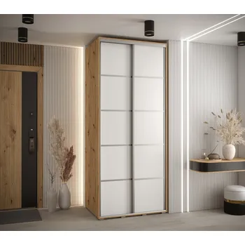 Šatní skříň Šatní skříň ASIRI 4 - 110/45 cm, dub artisan / bílá / stříbrná