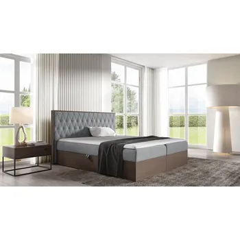 Postel Kontinentální postel 180x200 CHANTELLE 6 - tmavý dub / šedá + topper ZDARMA