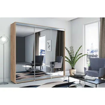 Šatní skříň Šatní skříň 278/215 MIGUEL se zrcadlem - dub craft zlatý