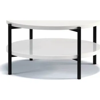 Konferenční stolek Kulatý konferenční stolek s úložným prostorem VILEM - bílý lesk