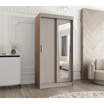 Šatní skříň Šatní skříň 100 cm ZAMIRA se zrcadlem - kašmírová