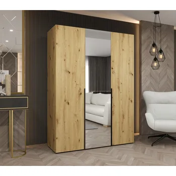 Šatní skříň Šatní skříň 150 cm ASUDA se zrcadlem - dub artisan / černá