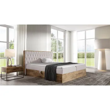 Postel Kontinentální postel 140x200 CHANTELLE 6 - dub wotan / béžová + topper ZDARMA