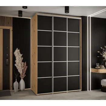 Šatní skříň Šatní skříň ASIRI 4 - 160/45 cm, dub artisan / černá / stříbrná