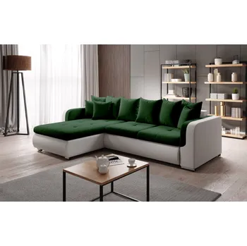 Sedací souprava Rohová sedací souprava DAFNI MINI - bílá / tmavě zelená, levý roh