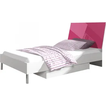 Dětská postel Dětská postel s matrací a roštem 90x200 GORT 2 - bílá / lesklá růžová