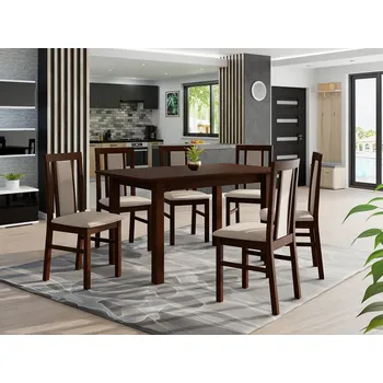 Jídelní stůl Jídelní sestava 6+1 HARDIN 3 - ořech / béžová