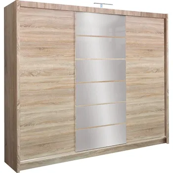 Šatní skříň Třídveřová šatní skříň 250 FRANCISKA - dub sonoma / zrcadlo