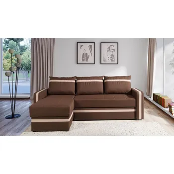 Sedací souprava Rohová sedačka s polštáři EWALD - tmavě hnědá