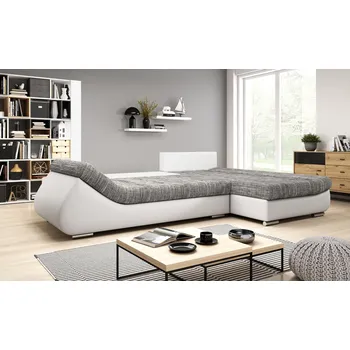 Sedací souprava Designová rozkládací sedačka ORINA - bílá / šedá, pravý roh