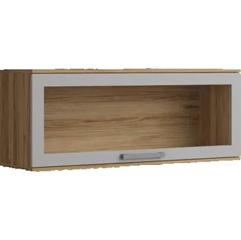 Policová skříň Závěsná skříňka se skleněnými dvířky ANDOVER - dub catania