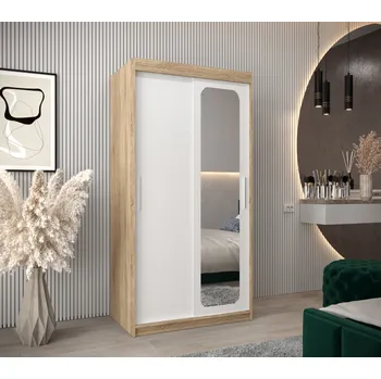 Šatní skříň Zrcadlová skříň DONICELA 1 - 100 cm, sonoma / bílá