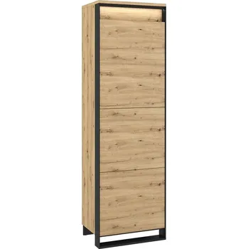 Šatní skříň Policová šatní skříň s LED osvětlením FARN - 60 cm, dub artisan / černá