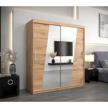 Šatní skříň Skříň s posuvnými dveřmi MIRIAM - šířka 180 cm, dub artisan