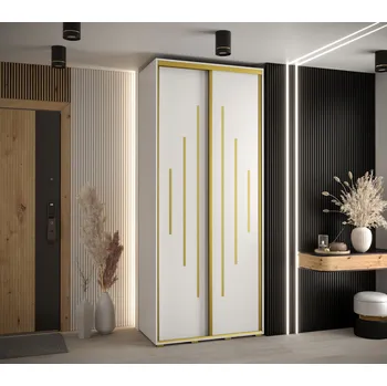Šatní skříň Šatní skříň ASIRI 12 - 120/60 cm, bílá / zlatá