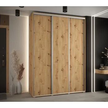 Šatní skříň Šatní skříň YVONA 1 - 180/45 cm, dub artisan / stříbrná