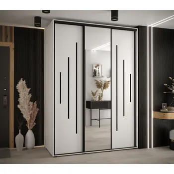 Šatní skříň Šatní skříň YVONA 13 - 180/60 cm, bílá / černá