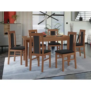 Jídelní stůl Jídelní sestava 6+1 HARDIN 4 - olše / černá