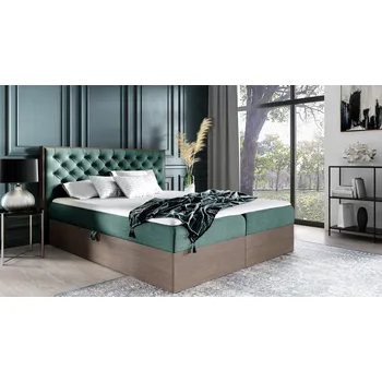 Postel Kontinentální postel 180x200 CHANTELLE 3 - tmavý dub / zelená + topper ZDARMA