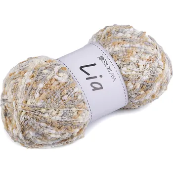 Pletací příze nopková Lia 100 g, střední, 6 šedobéžová
