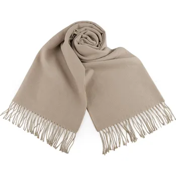 Šála Zimní šála / pléd s třásněmi 65x180 cm, velké, 9 béžová světlá