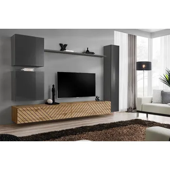 Obývací stěna Obývací stěna RIONATA 8 - grafit / dub wotan