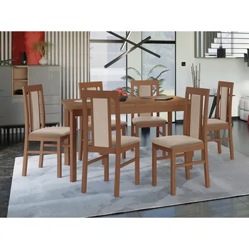 Jídelní stůl Jídelní sestava 6+1 HARDIN 4 - olše / béžová