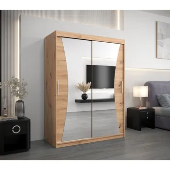 Šatní skříň Šatní skříň se zrcadly LADA - šířka 150 cm, dub artisan