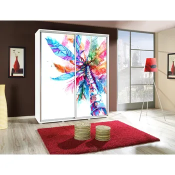 Šatní skříň Vysoká šatní skříň 155 cm s potiskem DANUBE 17 - bílá