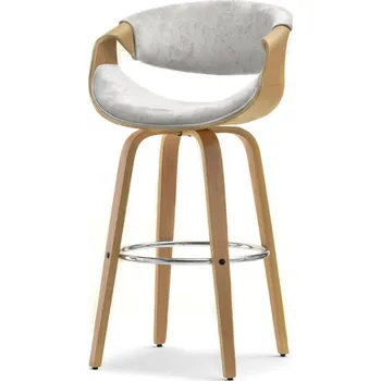 Barová židle Designová barová židle SAROLTA - dub / popelavá / chrom