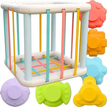 ostatní stavebnice ELASTICKÝ SENZORICKÝ TŘÍDIČ KOSTKA PRO DĚTI ANTISTRESOVÁ STAVEBNICE 6 KS