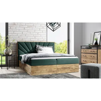 Postel Kontinentální postel 180x200 CHANTELLE 7 - dub wotan / zelená + topper ZDARMA