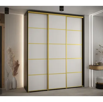 Šatní skříň Šatní skříň YVONA 4 - 190/45 cm, černá / bílá / zlatá