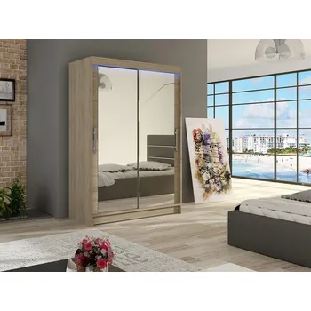 Šatní skříň Šatní skříň 120 cm se zrcadlem a LED osvětlením GASPARA 7 - dub sonoma