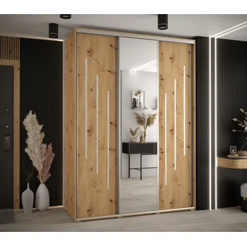 Šatní skříň Šatní skříň YVONA 9 - 180/60 cm, dub artisan / stříbrná