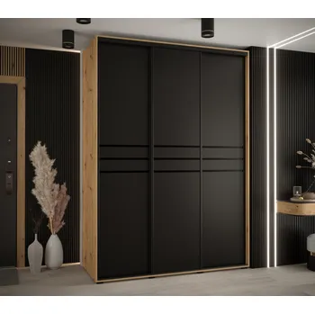 Šatní skříň Šatní skříň YVONA 10 - 170/60 cm, dub artisan / černá / černá