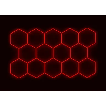 LED osvětlení Kompletní LED hexagonové svítidlo červené, rozměr: 14 elementů 420 x 238 cm