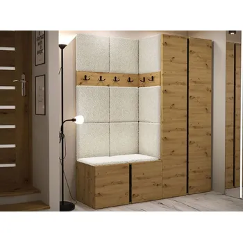 Předsíňová stěna Předsíňová stěna s čalouněnými panely 42x42 SELAND 3 - artisan / černá / světlá béžová