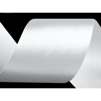 Stuha Atlasová stuha šíře 50 mm, střední, 01 bílá