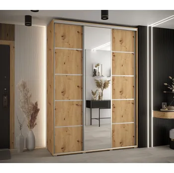 Šatní skříň Šatní skříň YVONA 5 - 180/45 cm, dub artisan / stříbrná