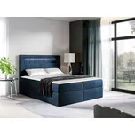 Americká dvoulůžková postel 200x200 RODRIGO - modrá + topper a LED osvětlení ZDARMA