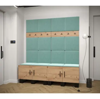 Předsíňová stěna Předsíňová sestava RUMIE 3 - dub artisan, mátové panely